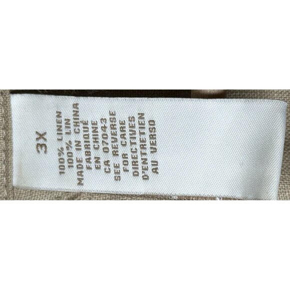 Lucy & Laurel Womens Shirt 100% Linen Button Up Top Collared Beige Size 3X - Picture 14 of 16